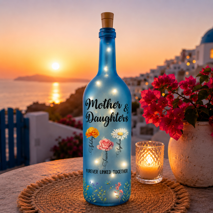 Personalisierte Flaschenlampe – Geburtsblume