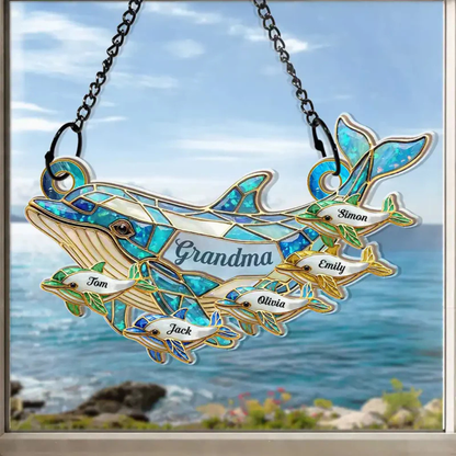 Personalisierter Sonnenfänger – Delfin-Mama