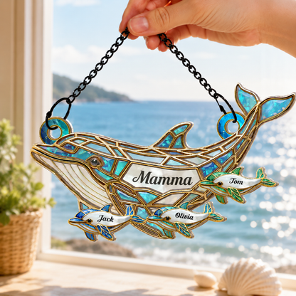 Personalisierter Sonnenfänger – Delfin-Mama