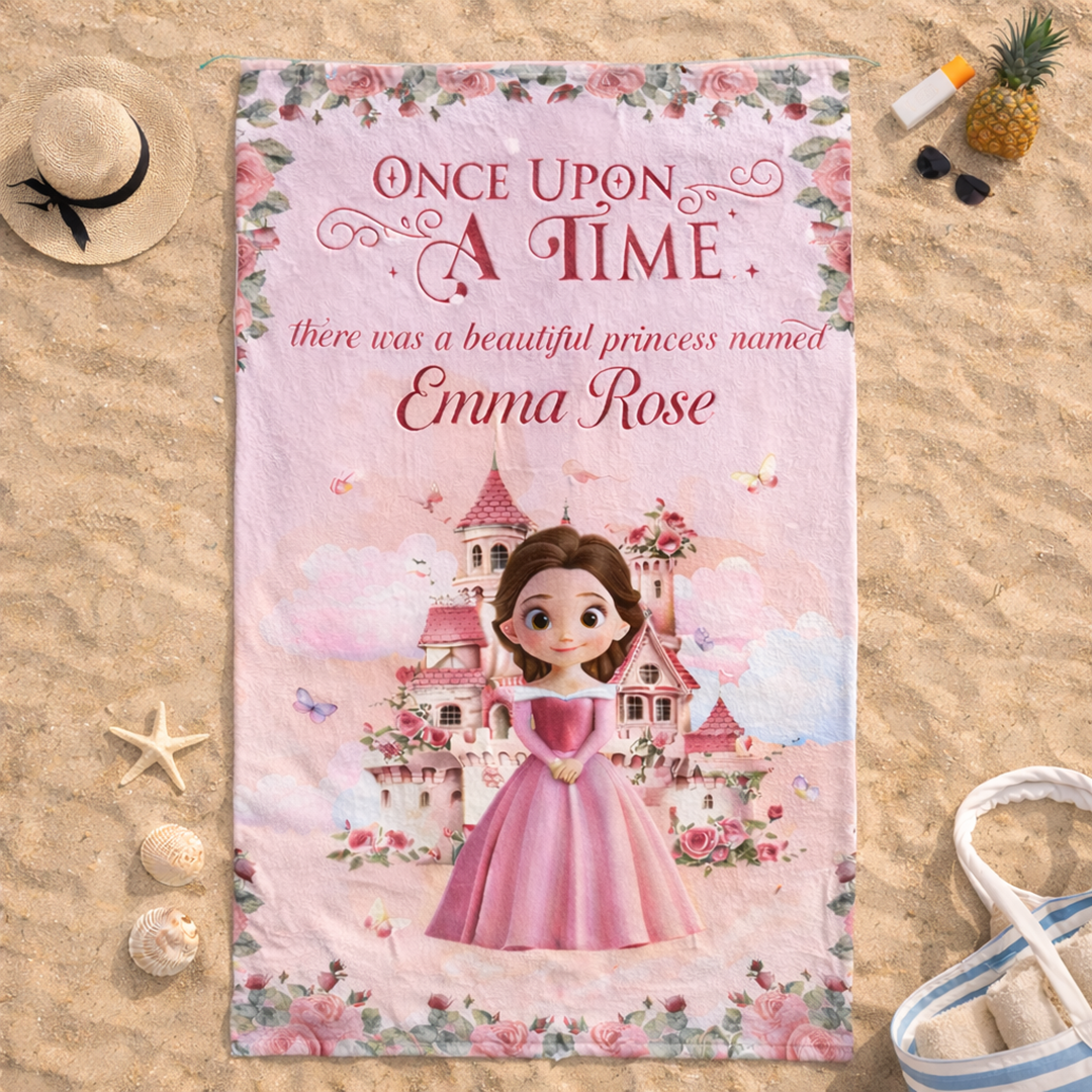 Personlig Handduk för barn - Det fanns en vacker prinsessa