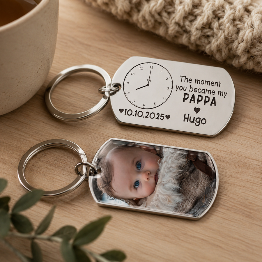 Personalisierter Metall-Schlüsselanhänger – Der Moment, in dem du mein Papa wurdest
