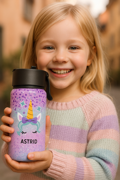 Personalisierte Trinkflasche mit Strohhalm – Süß & Praktisch