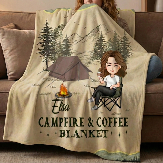 Personlig filt - Lägereld och kaffe