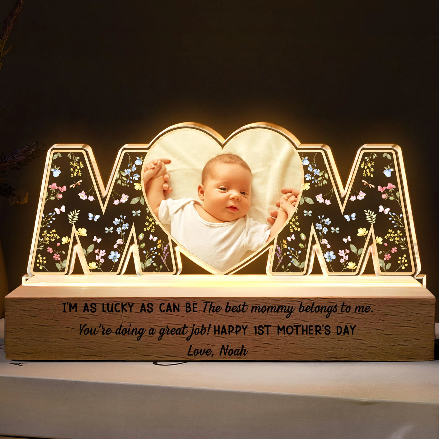 Personalisierte LED-Lampe mit Foto & Gravur