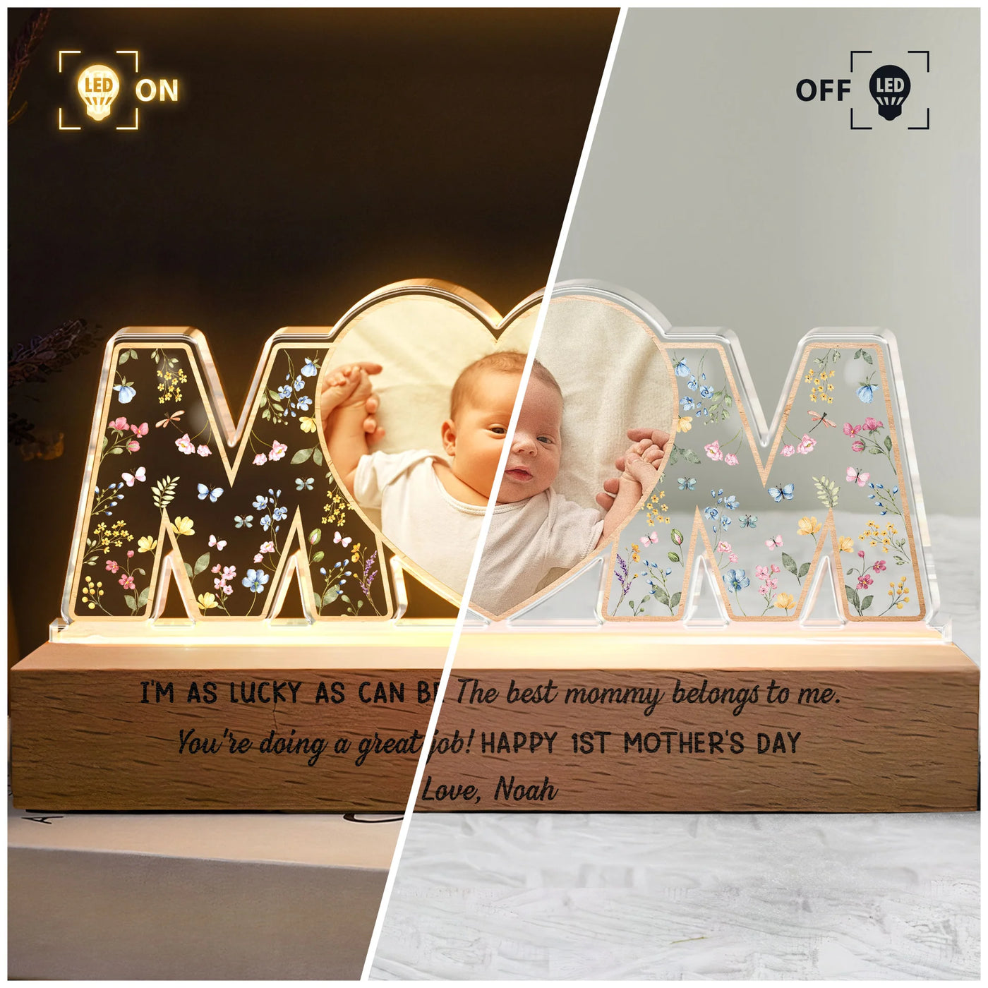 Personalisierte LED-Lampe mit Foto & Gravur