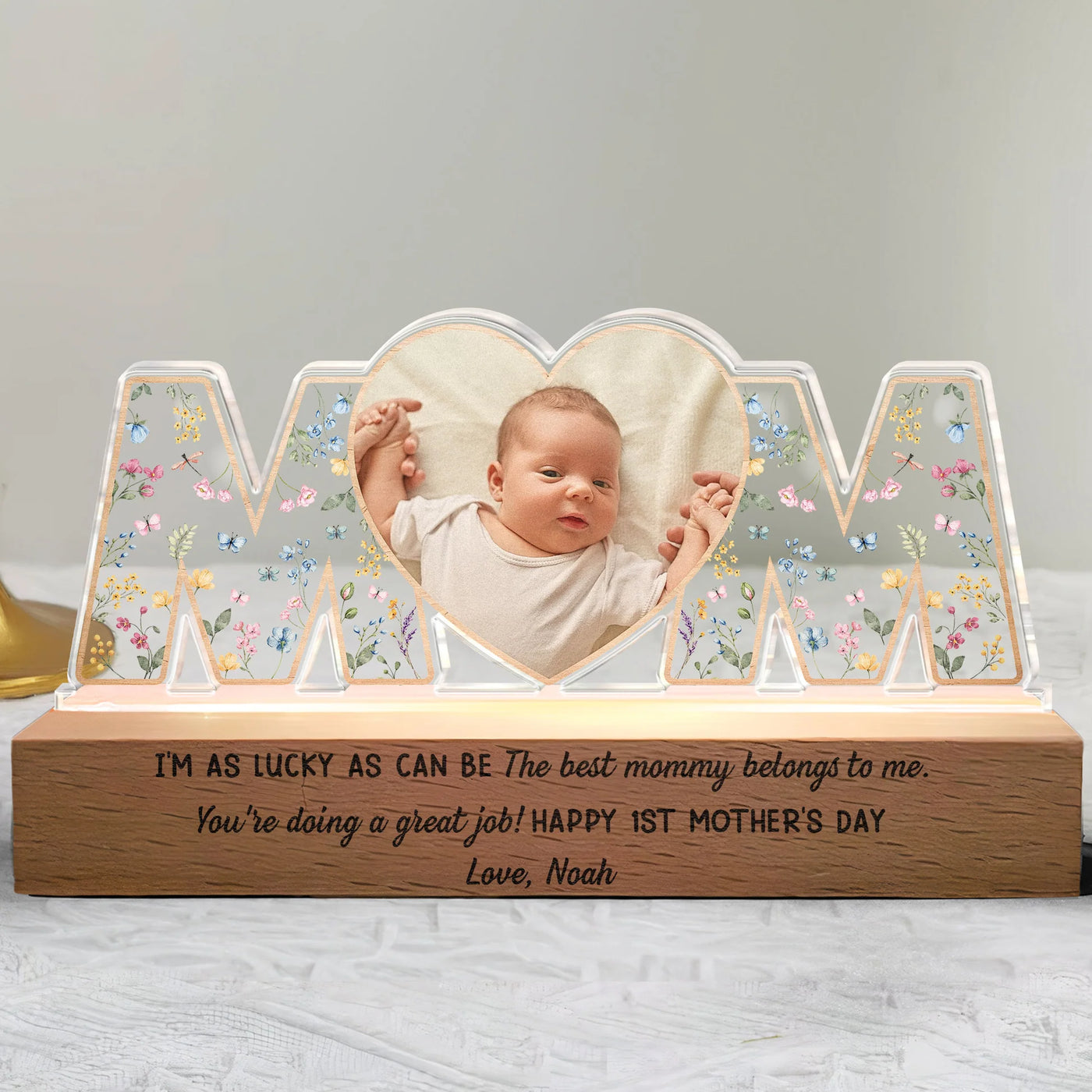 Personalisierte LED-Lampe mit Foto & Gravur