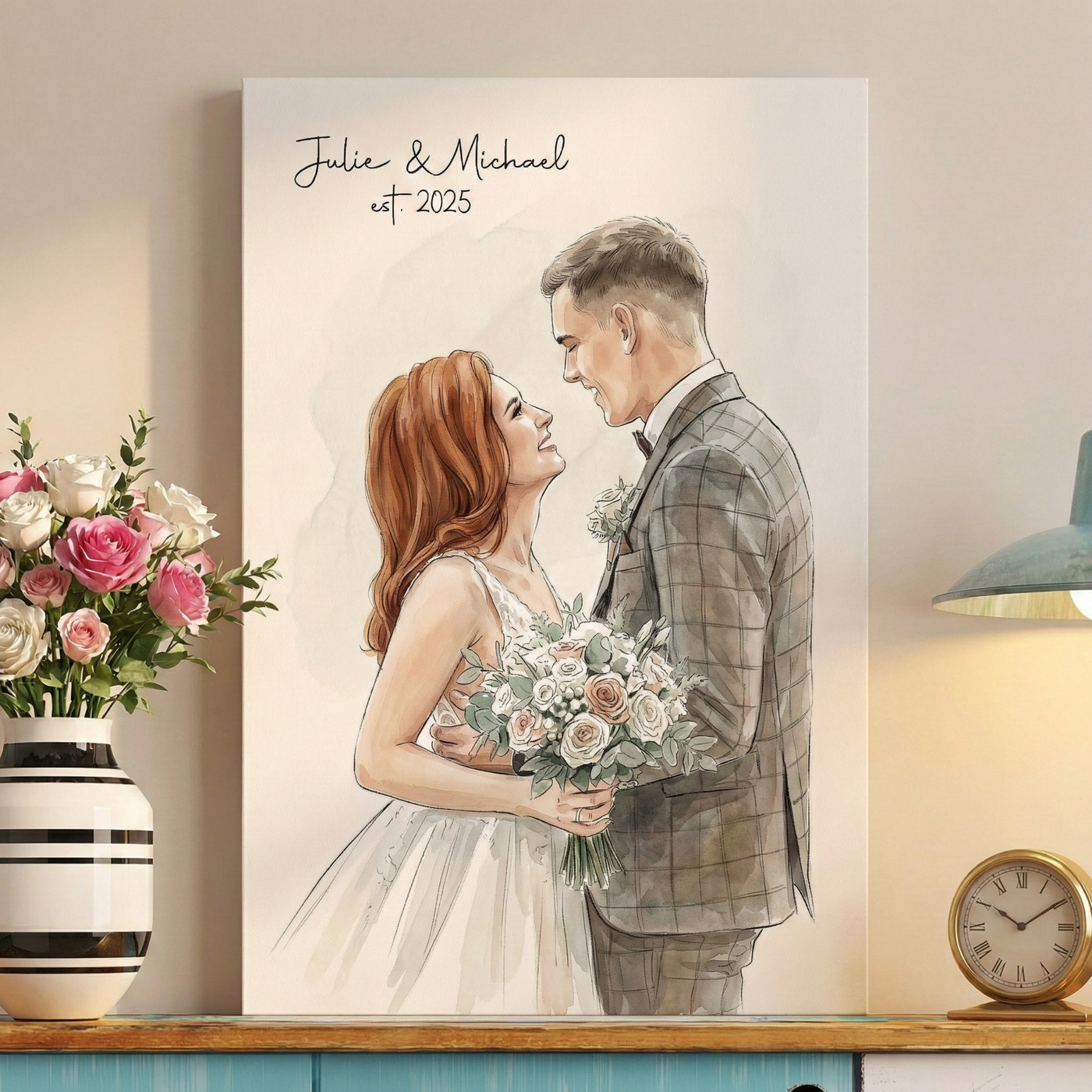 Personlig fotoposter - Akvarellporträtt