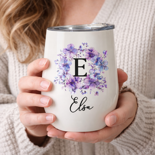 Personlig vinglas-tumbler - Födelseblomma 350 ml