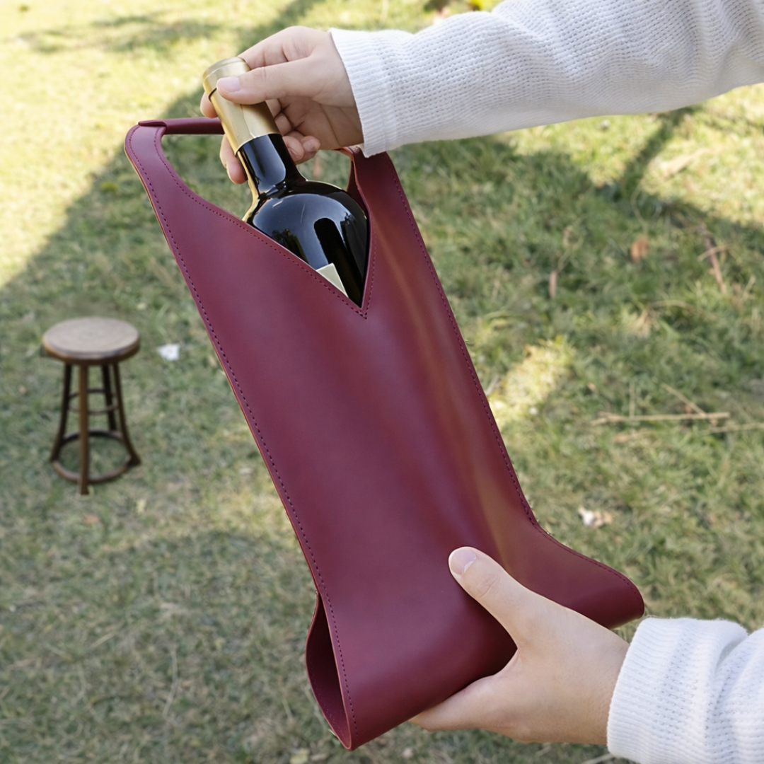 Personalisierte Weintasche aus Leder – Monogramm-Initiale