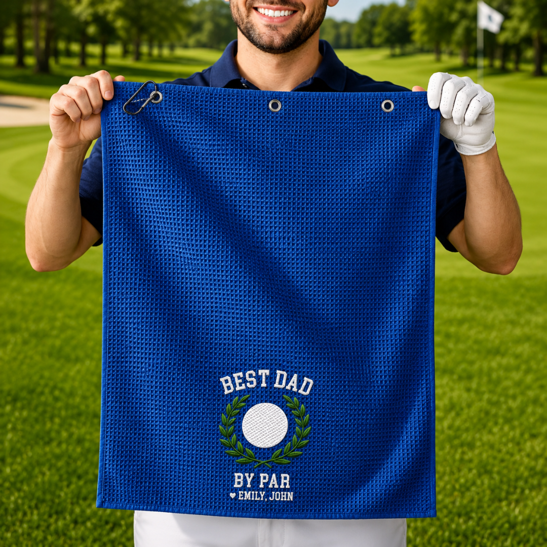 Personlig golfhandduk - Bästa pappa enligt par