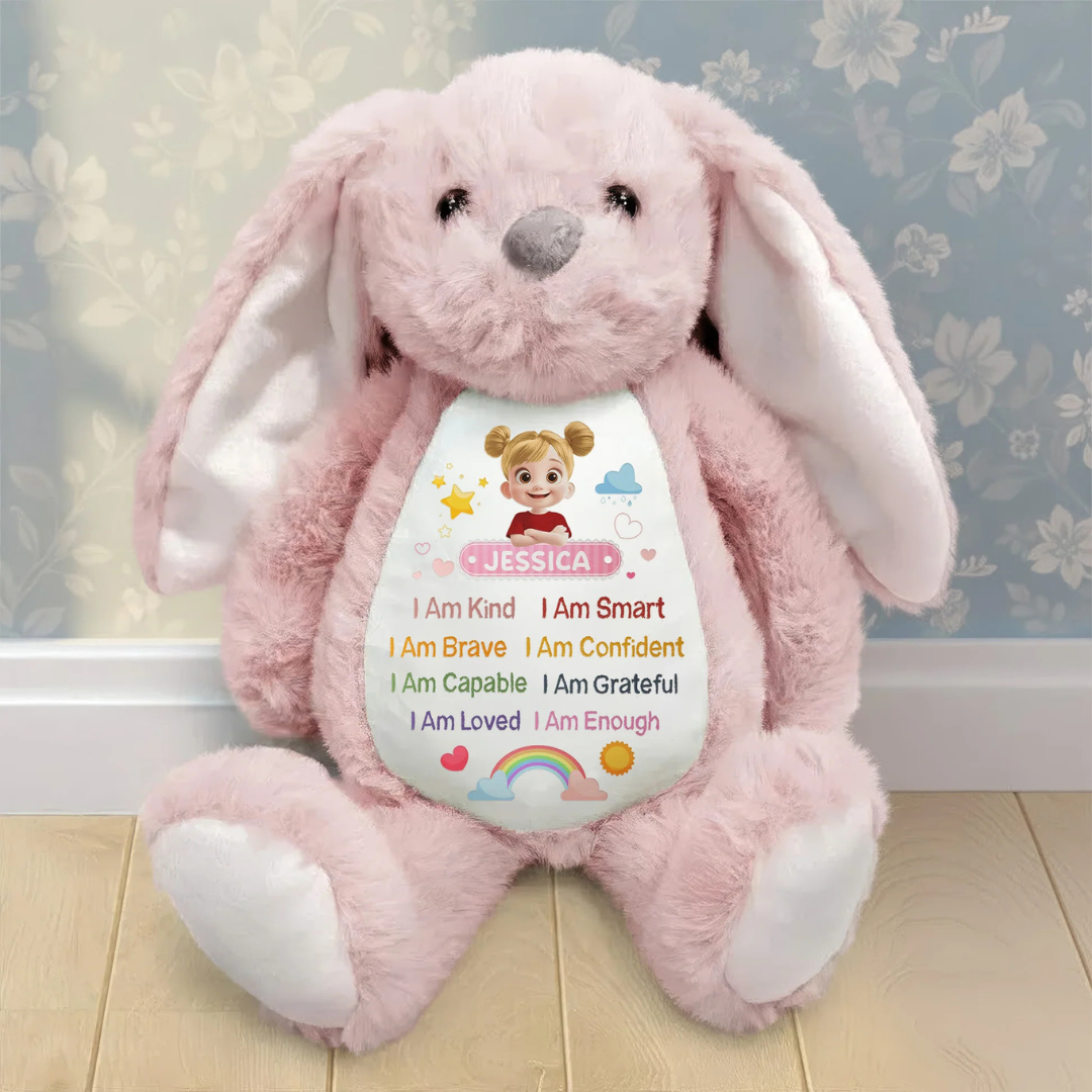 Personalisiertes Hasen-Plüschtier – Ich-bin-Affirmation