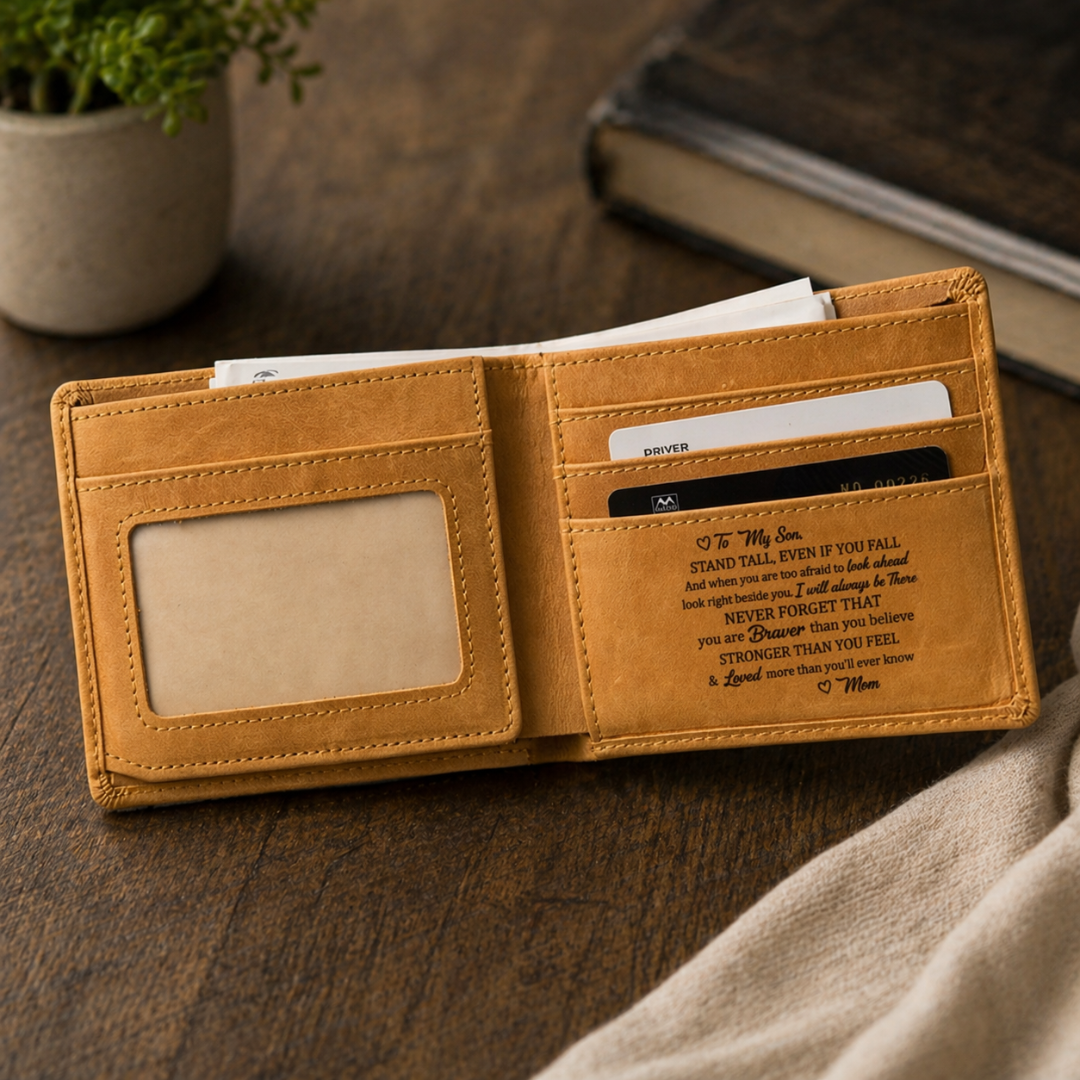 Personalisiertes Portemonnaie aus PU-Leder – Geschenk für den Sohn