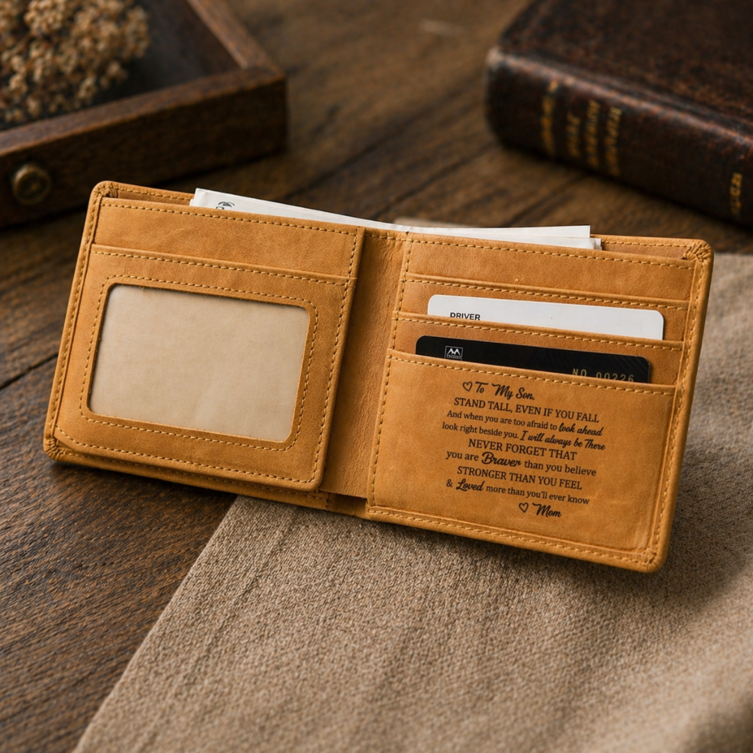Personalisiertes Portemonnaie aus PU-Leder – Geschenk für den Sohn