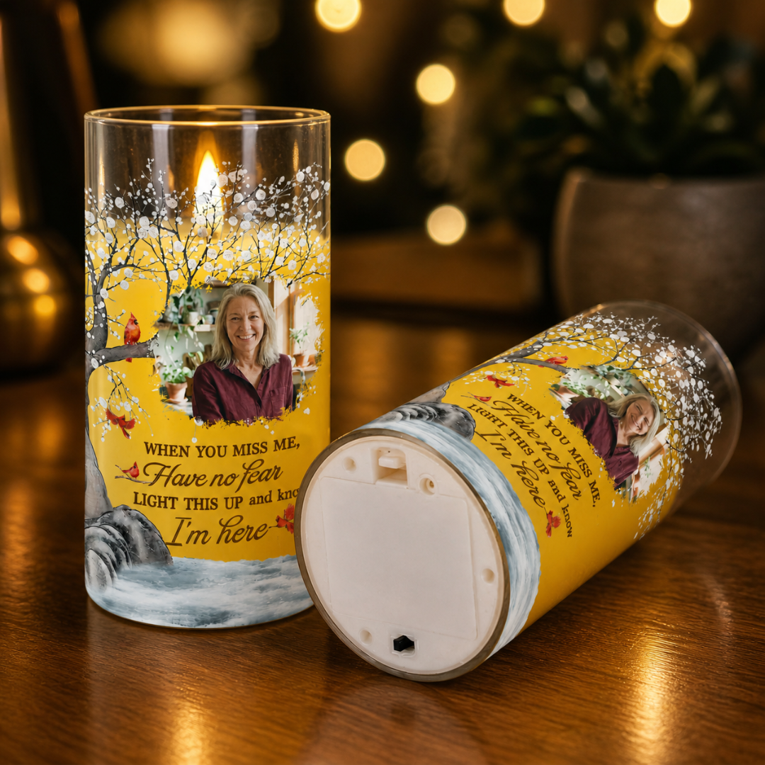 Personalisierte LED-Kerze mit Foto – Erinnerungsgeschenk