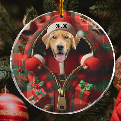 Personalisierter Weihnachtsschmuck – Der Weihnachtsmann schaut heraus