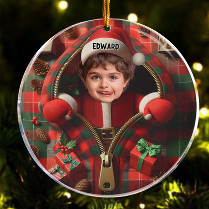 Personalisierter Weihnachtsschmuck – Der Weihnachtsmann schaut heraus