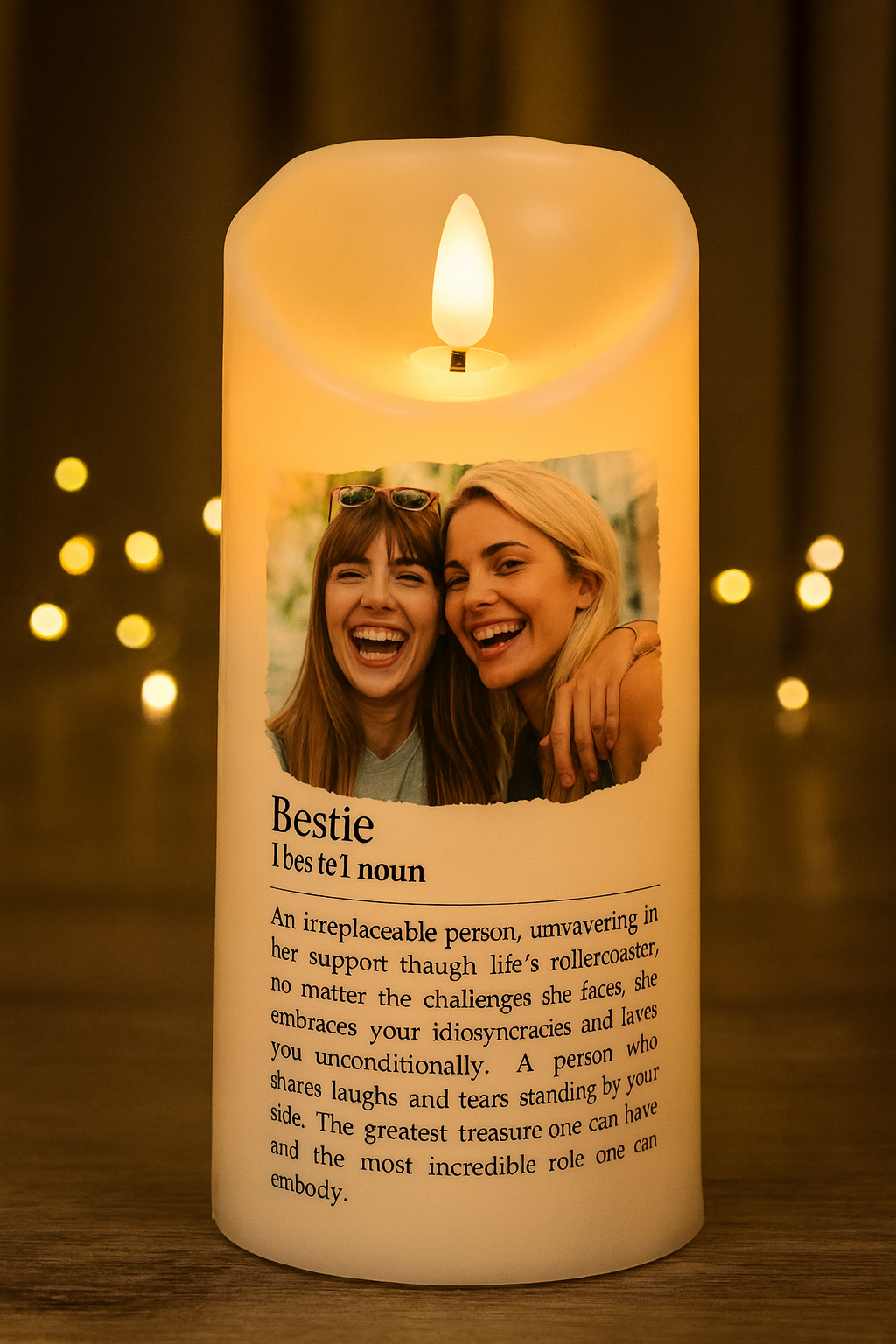 Personalisierte flammenlose LED-Kerze – Definition von bester Freundin
