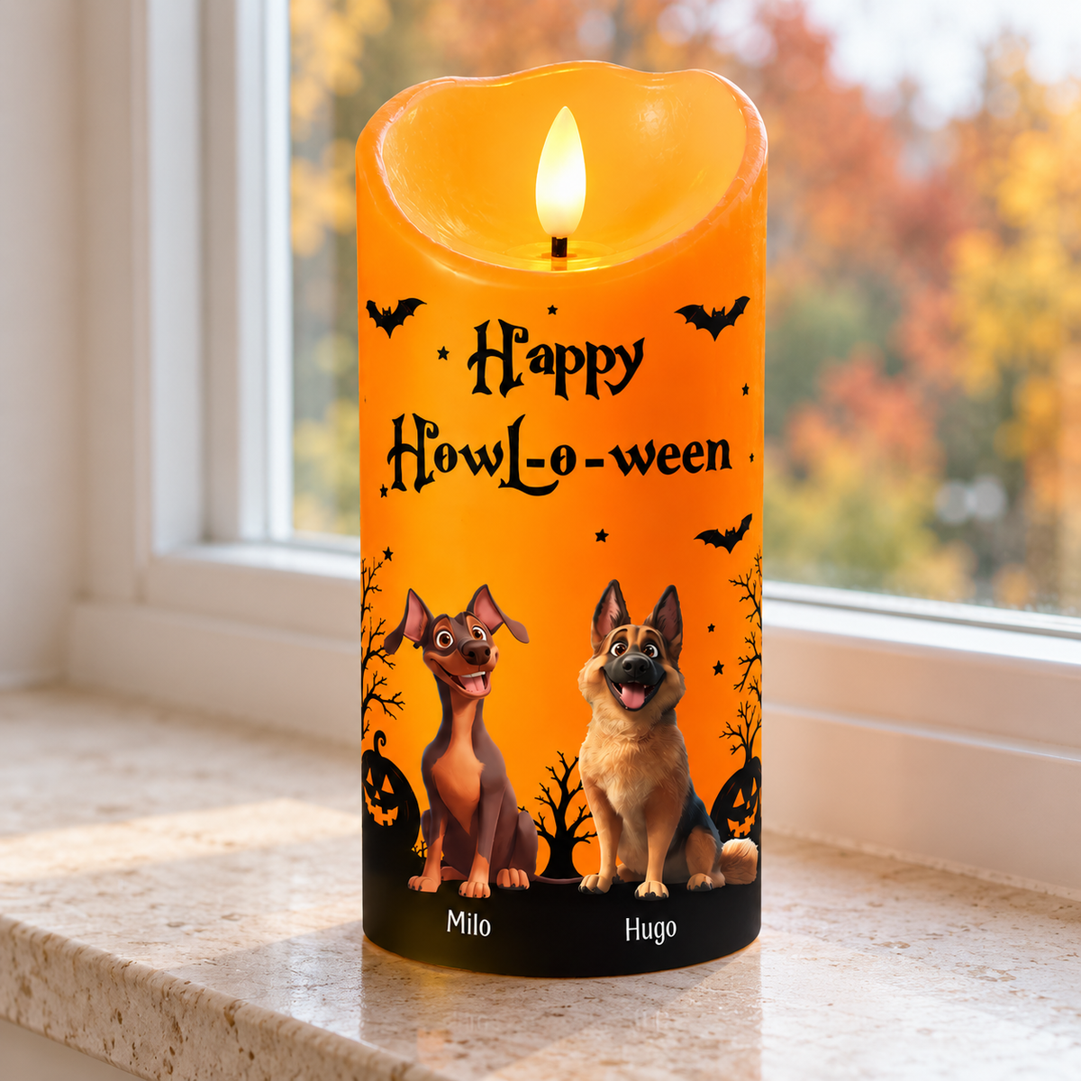 Personligt flamlöst LED - Halloween-dekoration för hundälskare