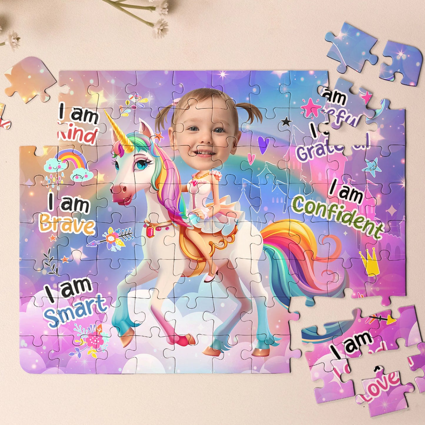 Personligt Pussel För Barn - Enhörningsprinsessa