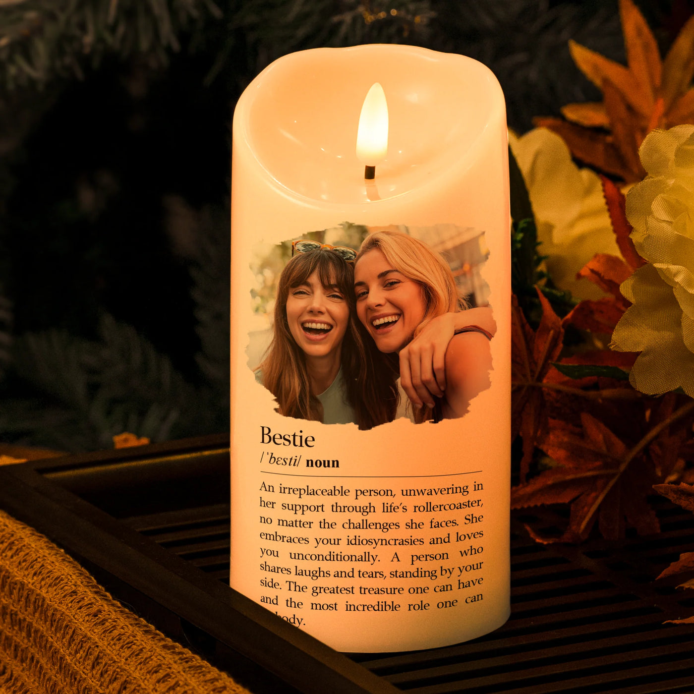 Personalisierte flammenlose LED-Kerze – Definition von bester Freundin