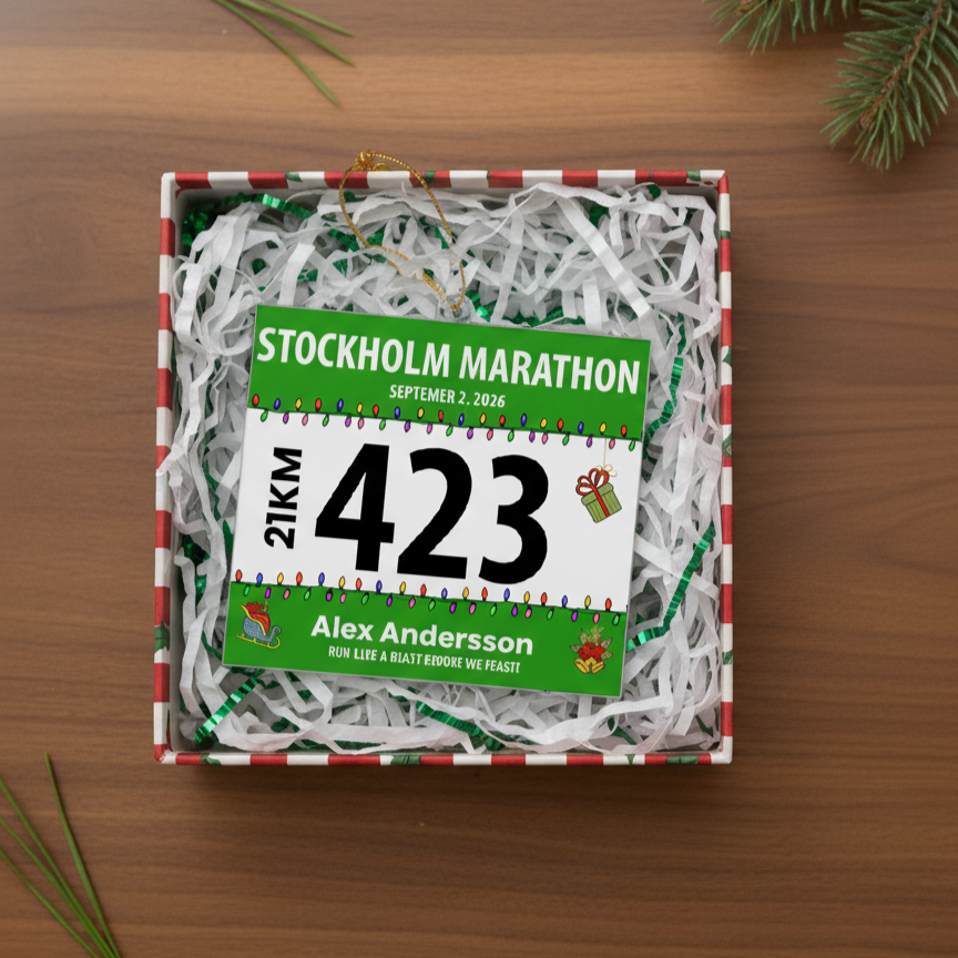 Personligt Julpynt - Nummerlapp för löpare