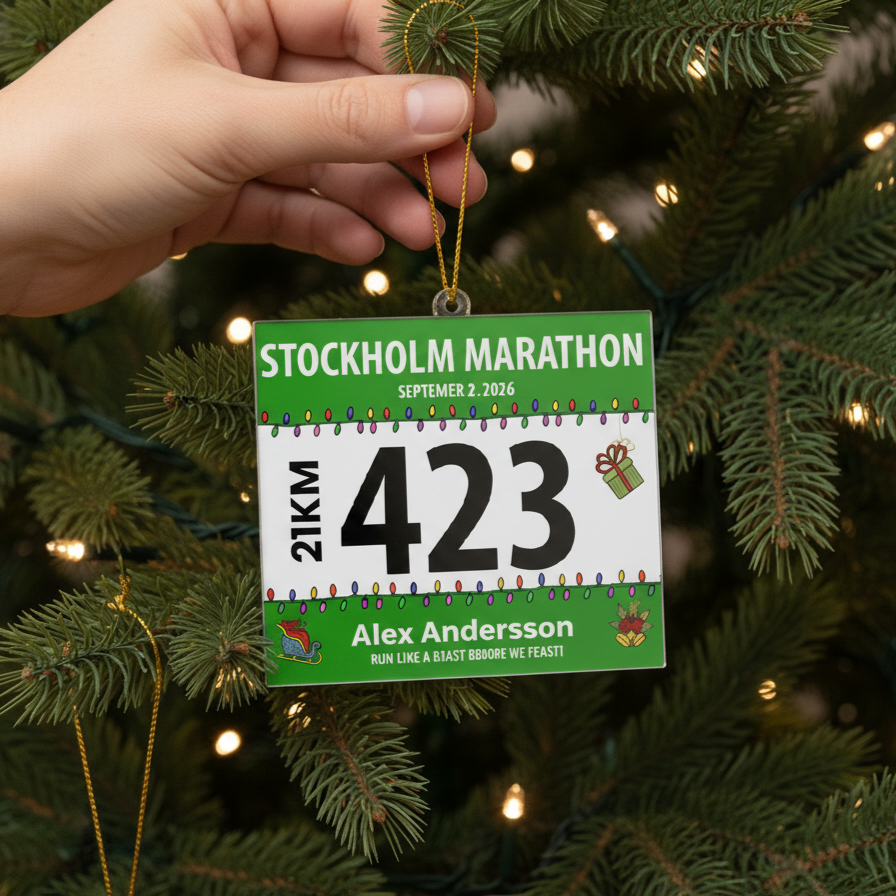 Personligt Julpynt - Nummerlapp för löpare