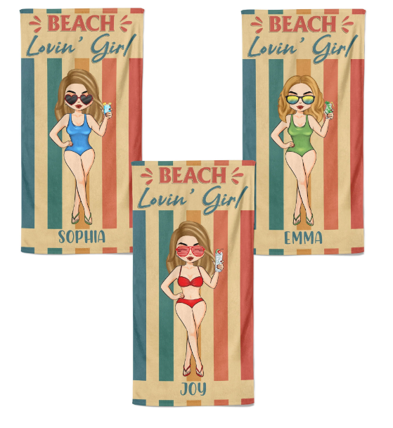 Beach Lovin Girl - Personlig Strandhandduk