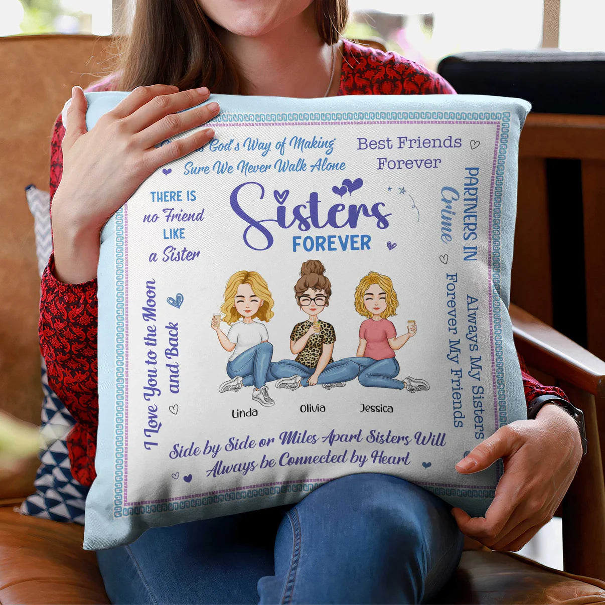 Personalisierter Kissenbezug – Always Sisters