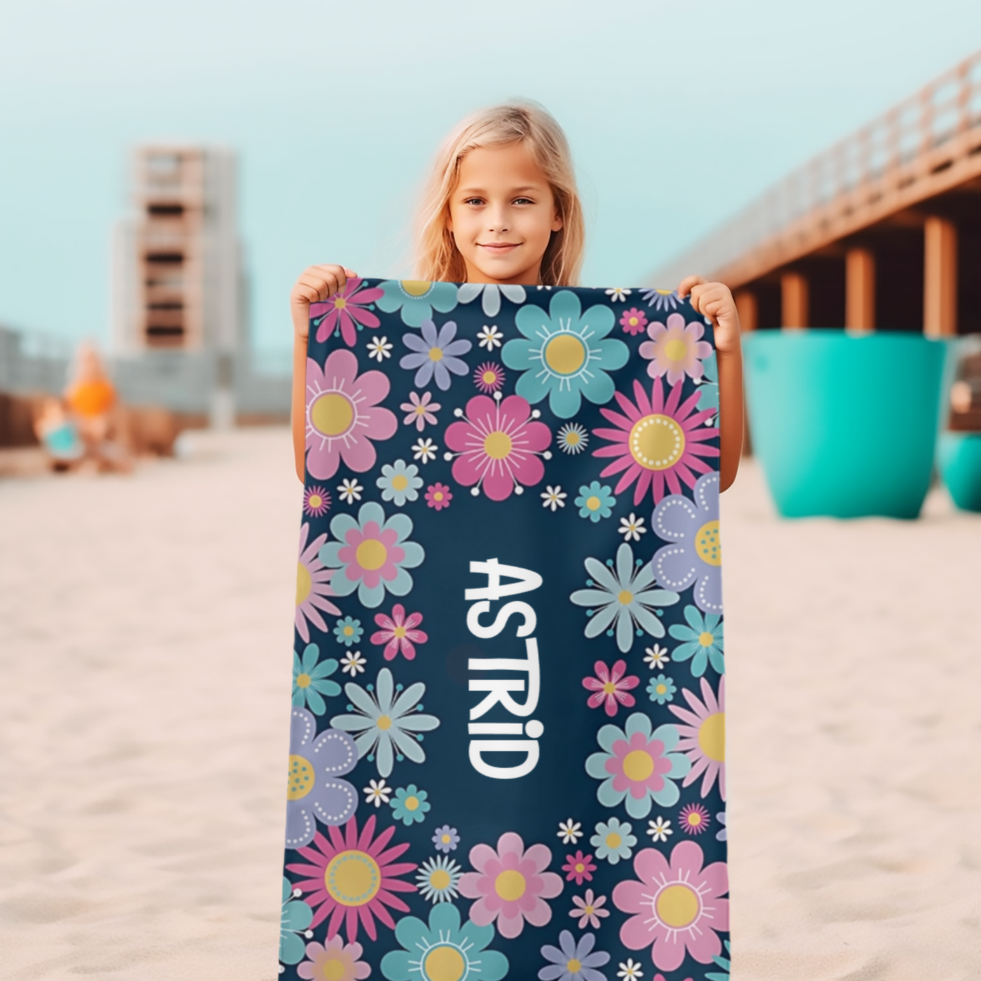 Personalisiertes Handtuch – Blumen