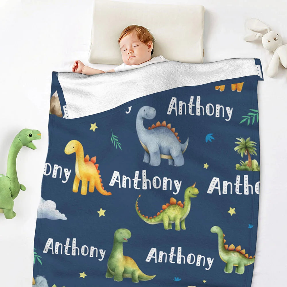 Personalisierte Decke – Dinosaurier-Namensdecke