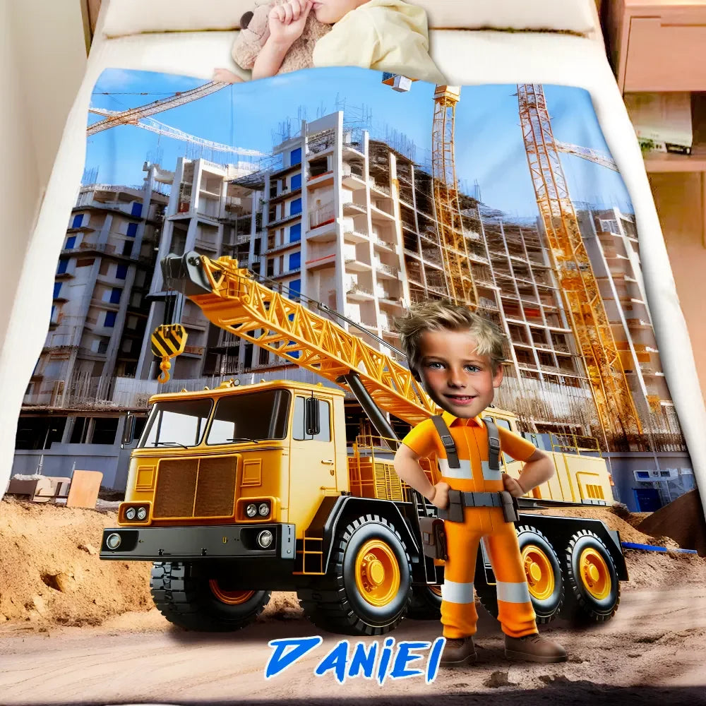 Personalisierte Decke / Handtuch – Kranwagen