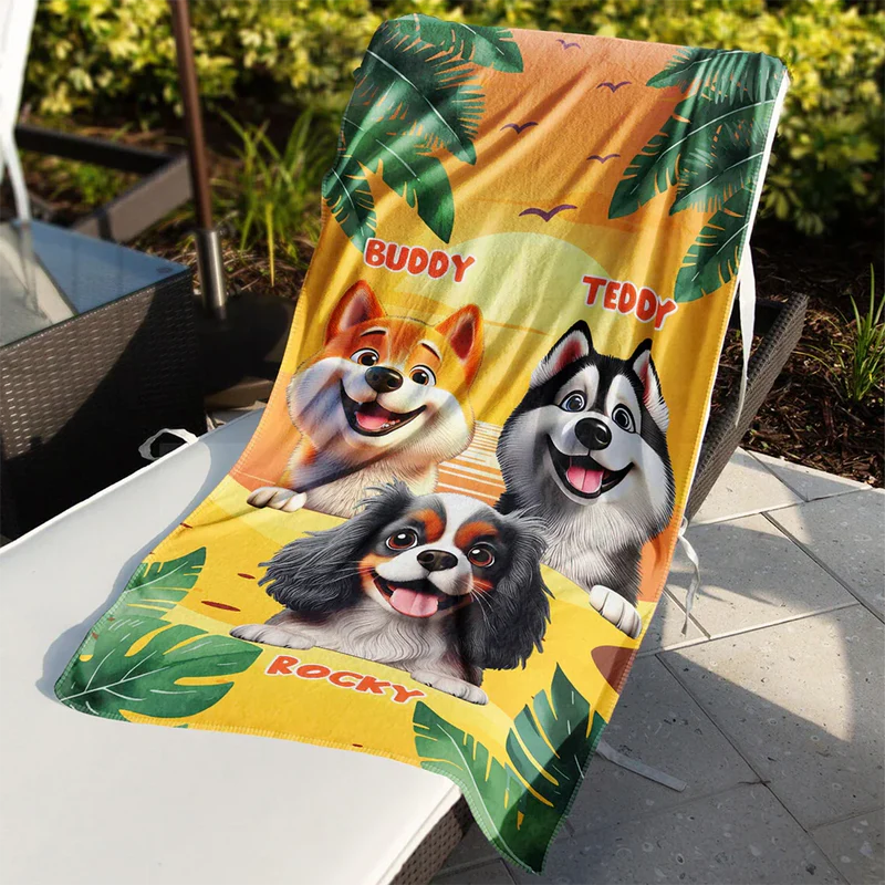 Personalisiertes Handtuch – Tropische Hunde machen das Leben schöner