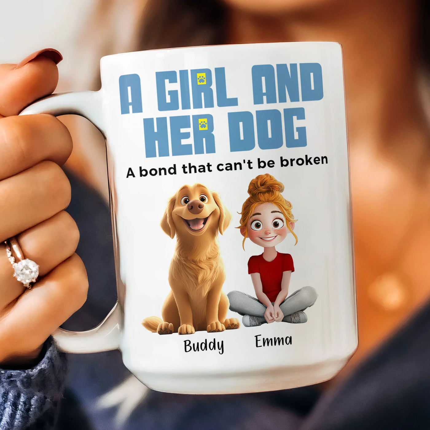 Personalisierte Tasse – Ein Mädchen und ihre Hunde