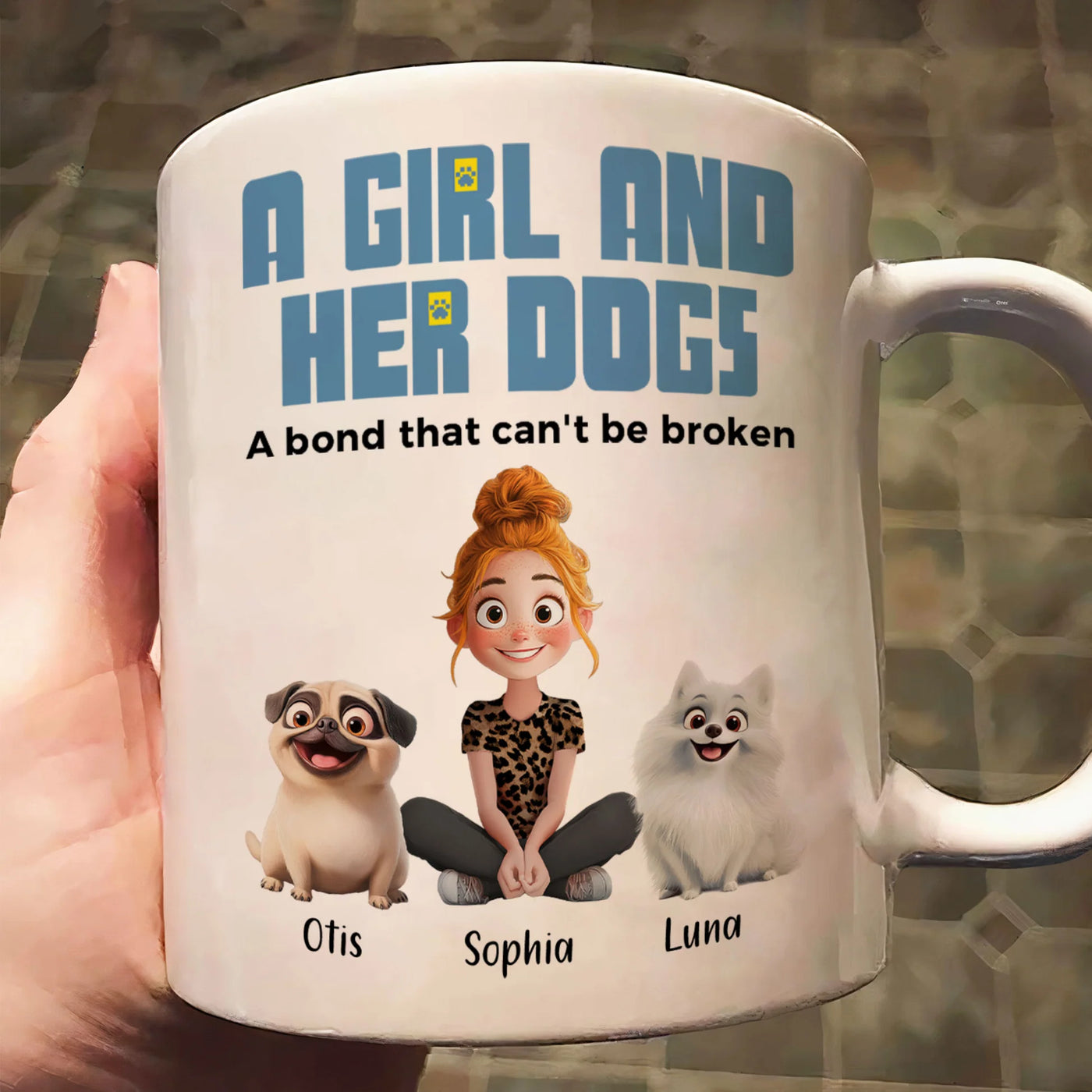 Personalisierte Tasse – Ein Mädchen und ihre Hunde