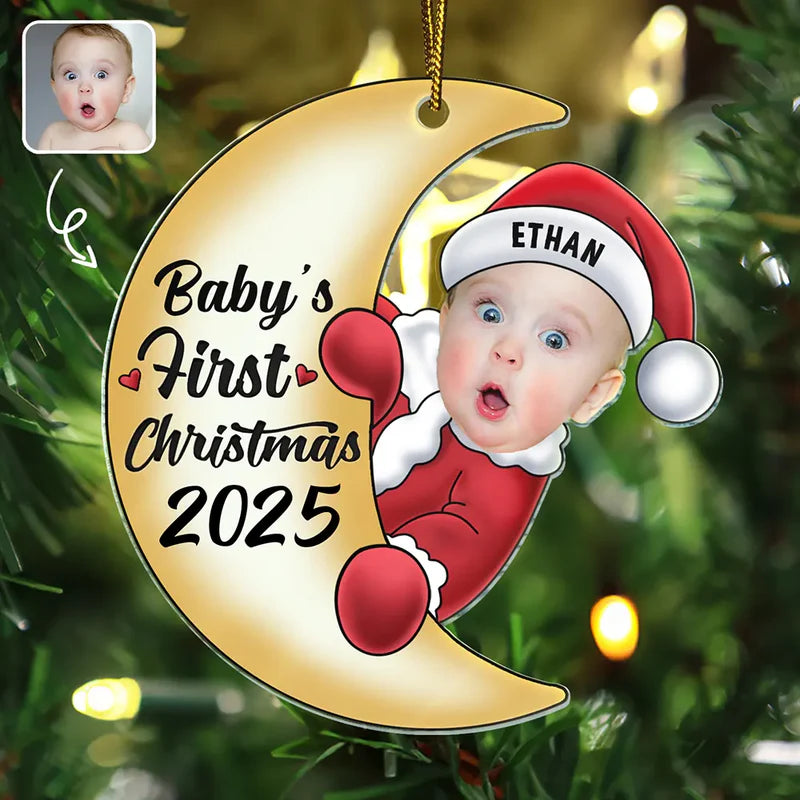 Personlig julepynt – Julemandsbaby på månen