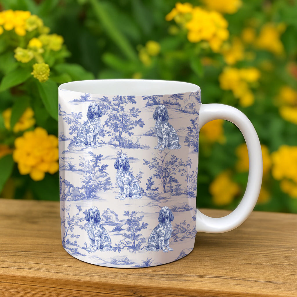 Personalisierte Tasse – Hundeliebhaber – Toile de Jouy im französischen Stil
