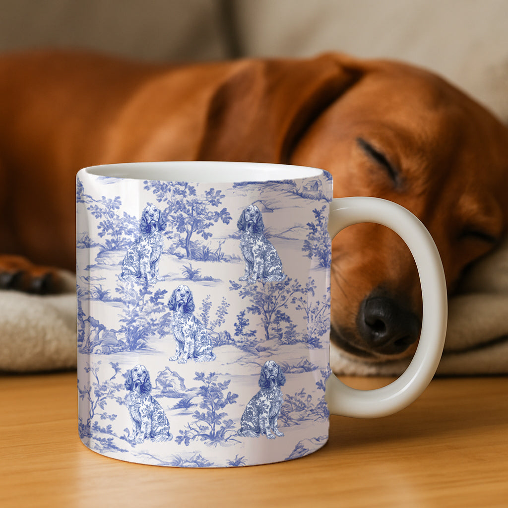 Personalisierte Tasse – Hundeliebhaber – Toile de Jouy im französischen Stil