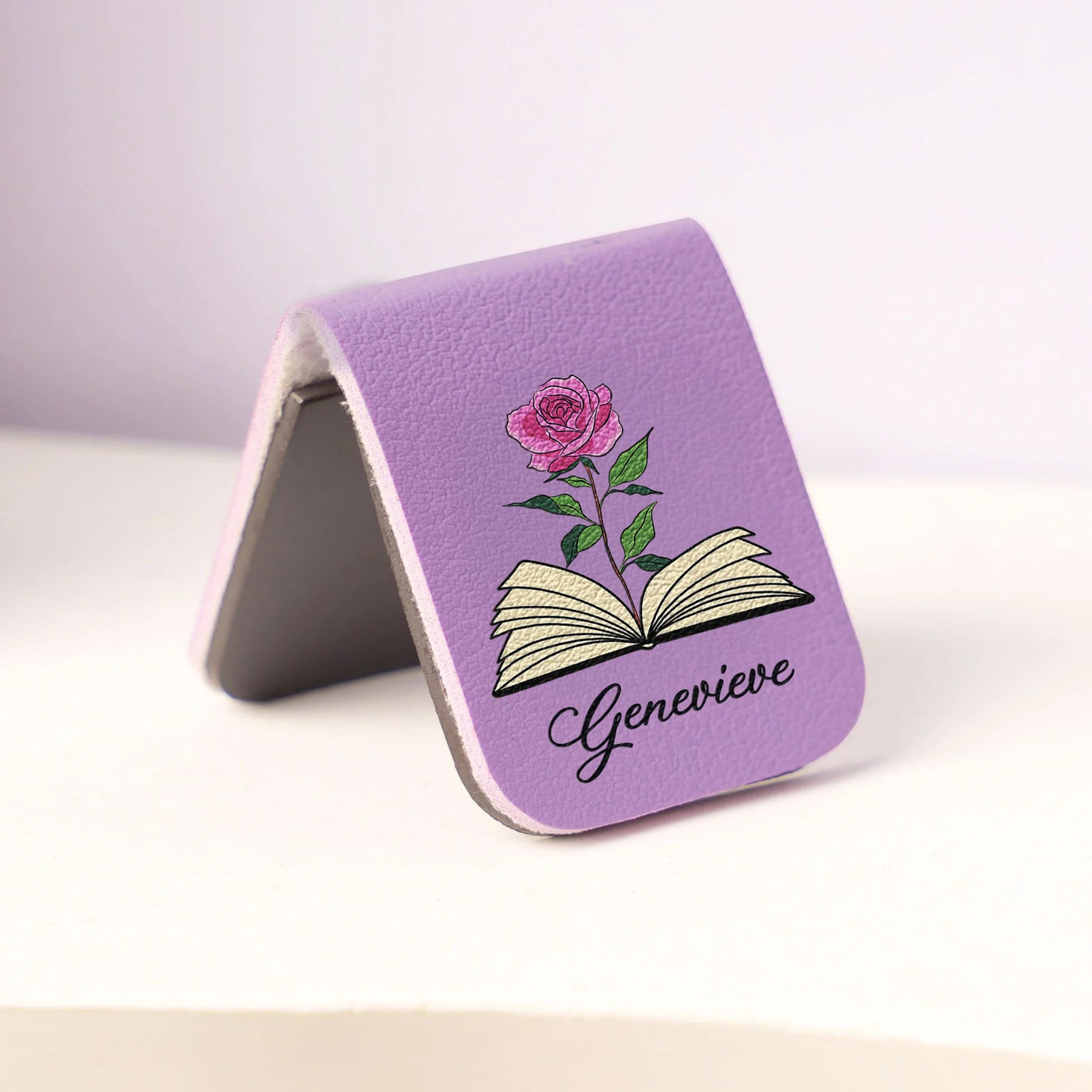 Personalisiertes magnetisches Lesezeichen aus Leder – Name & Geburtsblume