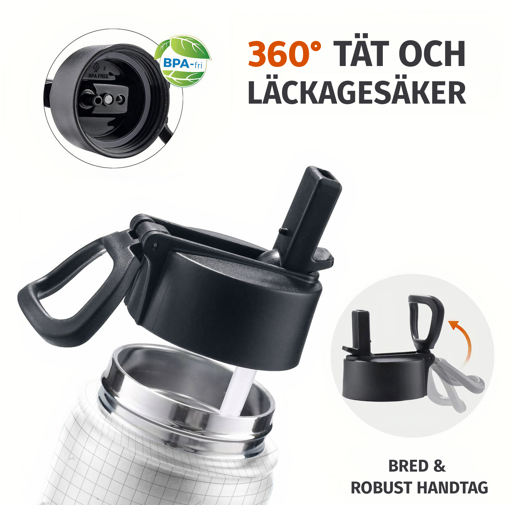 Personlig Flaska För Barn Med Sugrörslock (350ml) - Smart, Älskad, Modig (Foto)