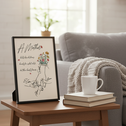 Personalisiertes Fotoposter – Mama hält die Hände ihrer Kinder