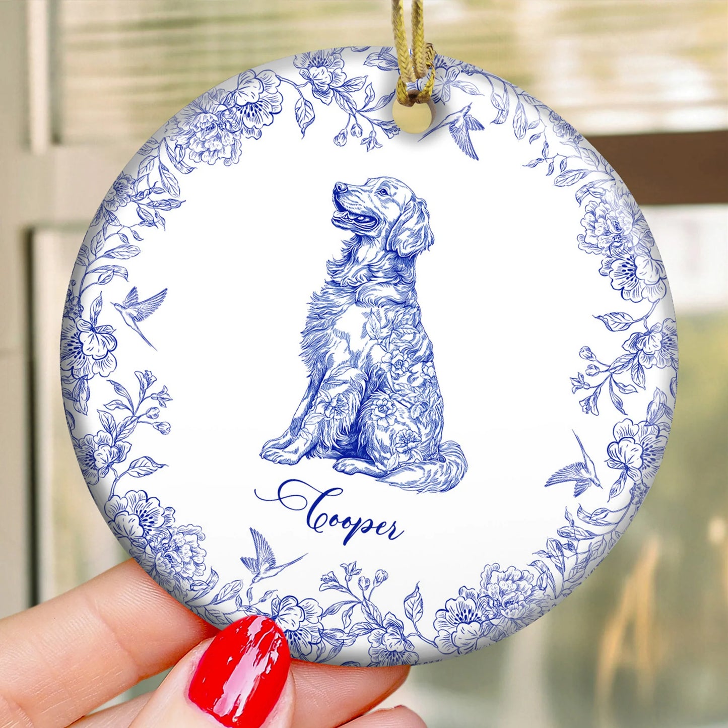 Personligt Julpynt - Hundälskare – Toile de Jouy i fransk stil