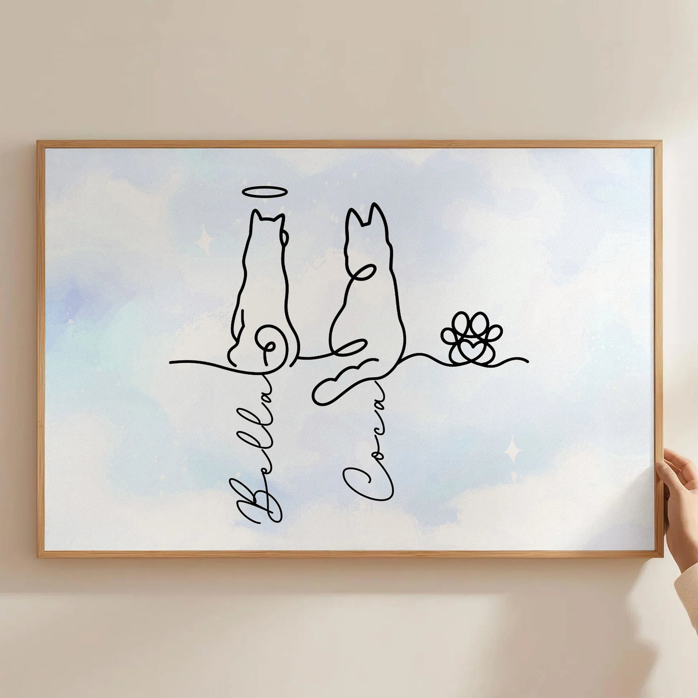 Personalisiertes Haustierposter – Hund Line-Art
